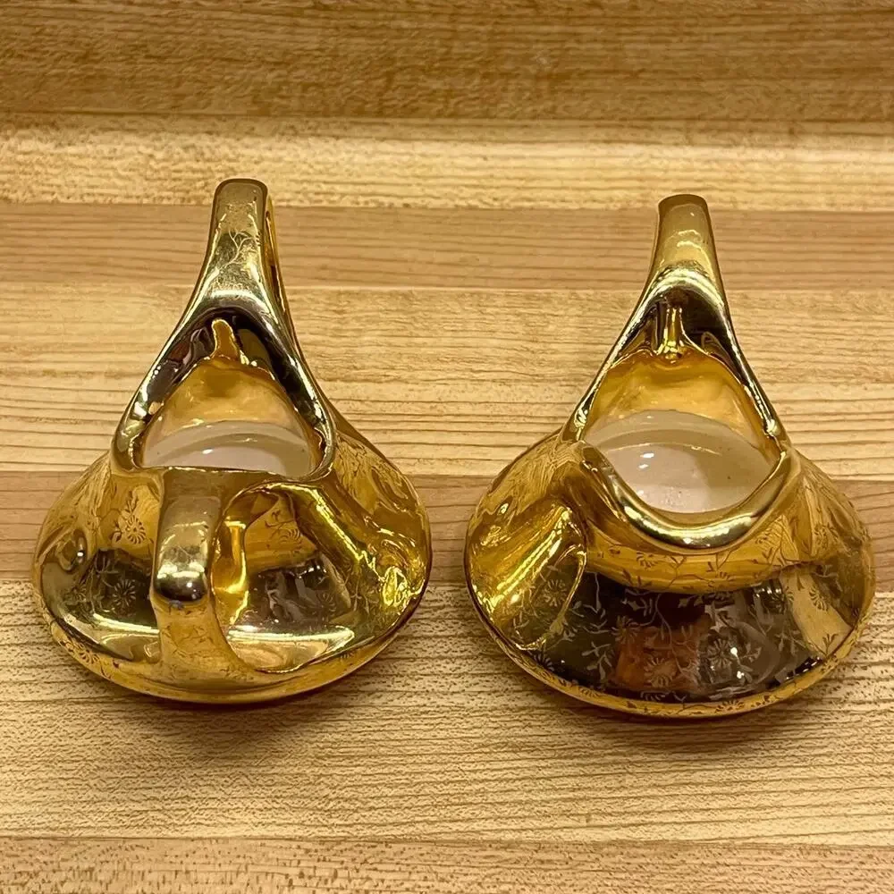 Pearl China Co Creamer Sugar Bowl 22KT Gold Trim Hand Decorated Set